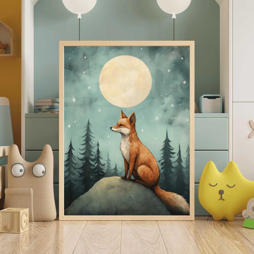 Fox Nursery Decor, Watercolor Fox Print, Forest Animal Wall Art - WildfieldPrints