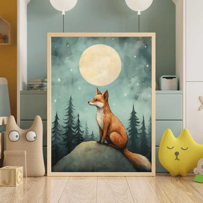 Fox Nursery Decor, Watercolor Fox Print, Forest Animal Wall Art - WildfieldPrints