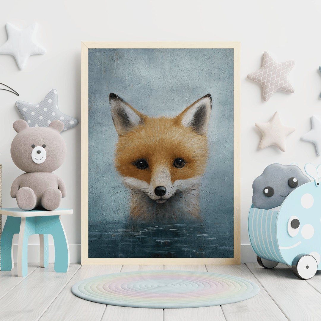 Fox Nursery Decor, Woodland Animal Wall Art, Kids Room Print - WildfieldPrints