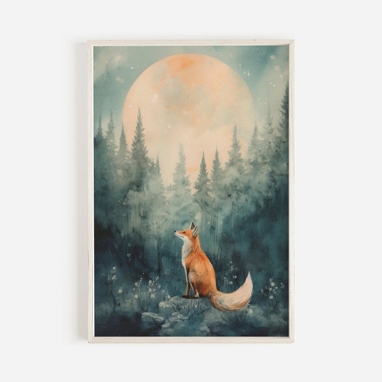 Red Fox Wall Art – Woodland Kids Room Print