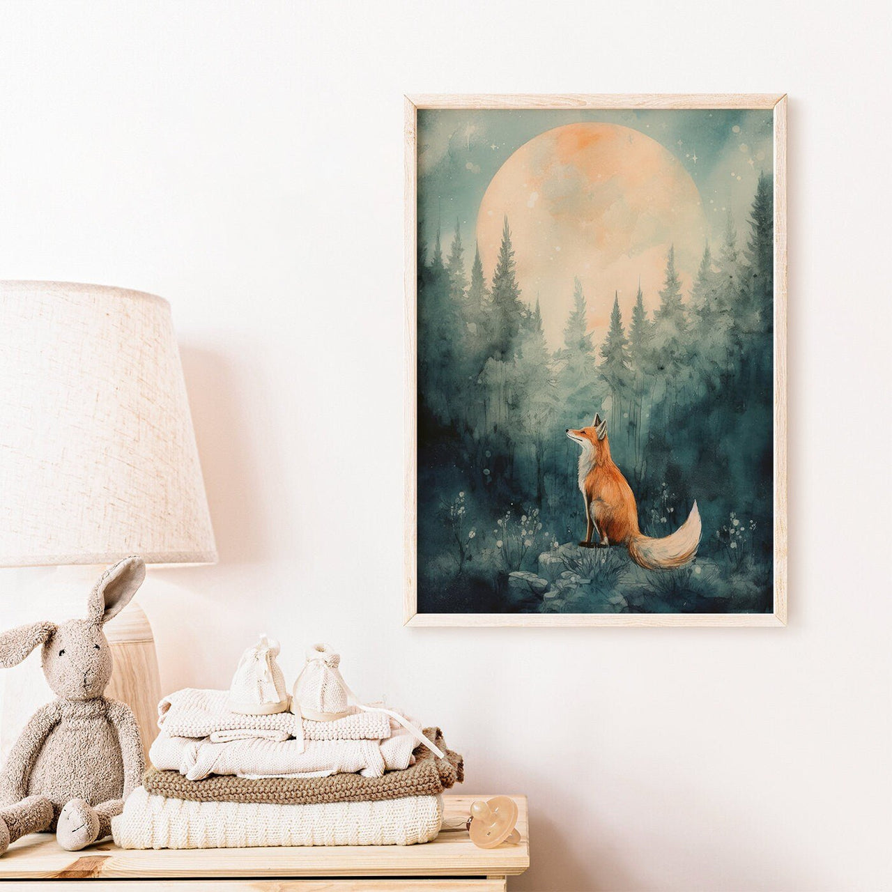 Red Fox Wall Art – Woodland Kids Room Print