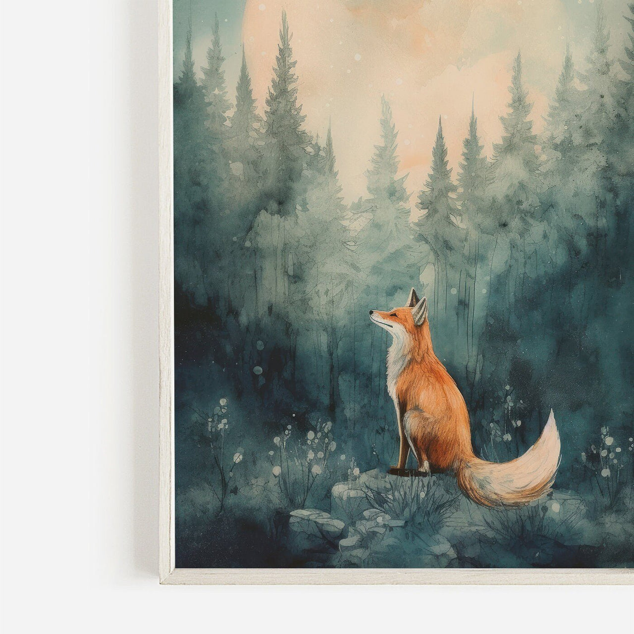 Red Fox Wall Art – Woodland Kids Room Print