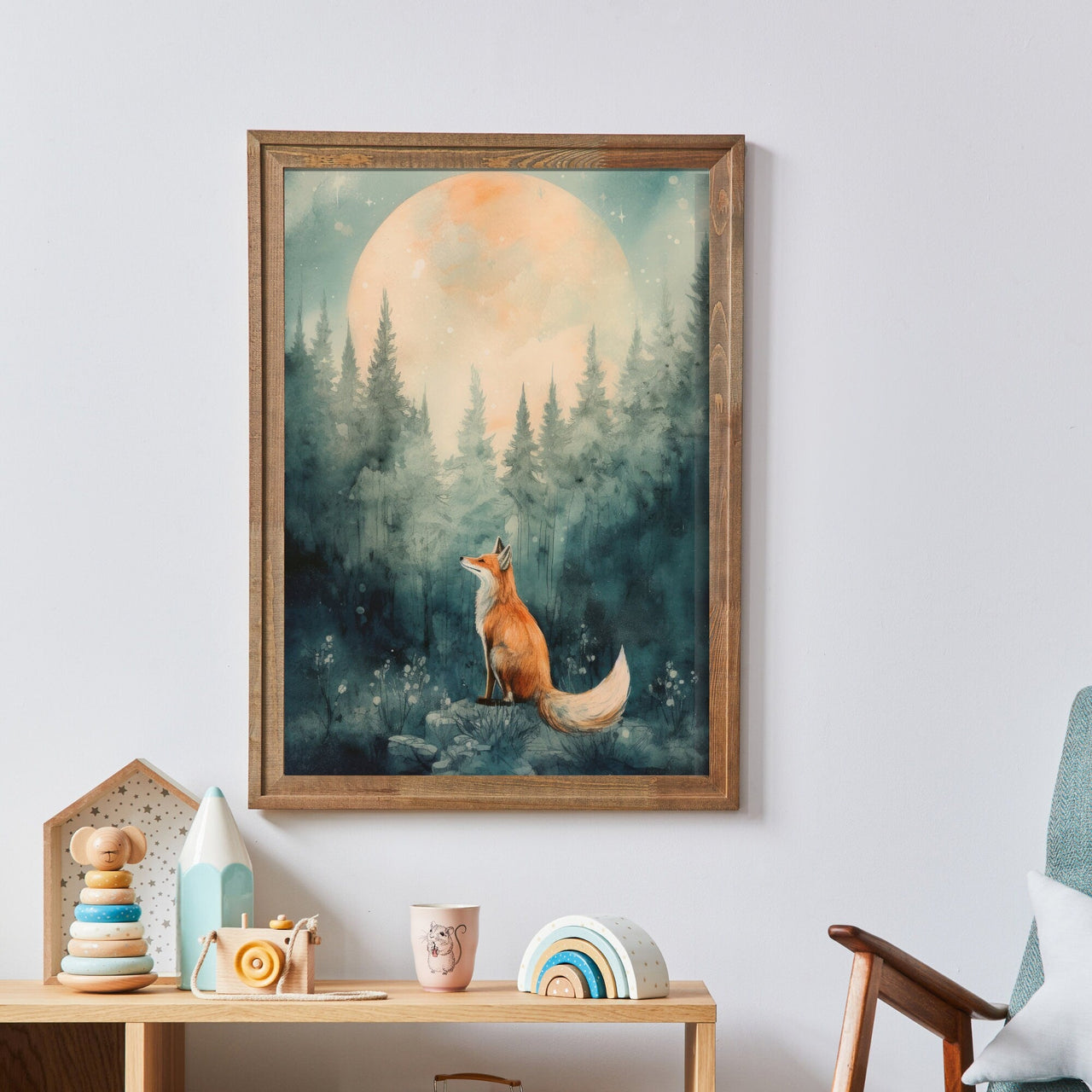 Red Fox Wall Art – Woodland Kids Room Print