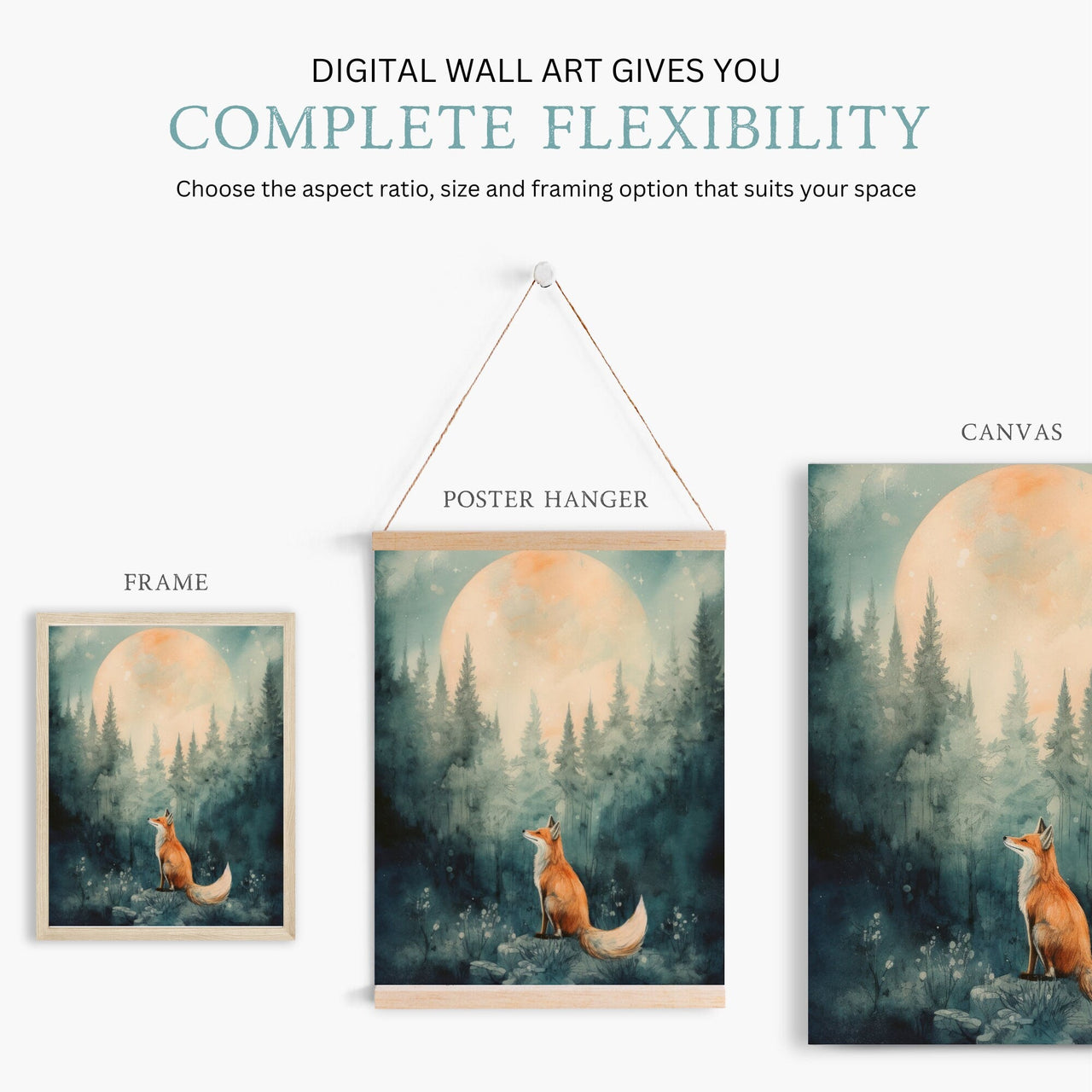 Red Fox Wall Art – Woodland Kids Room Print