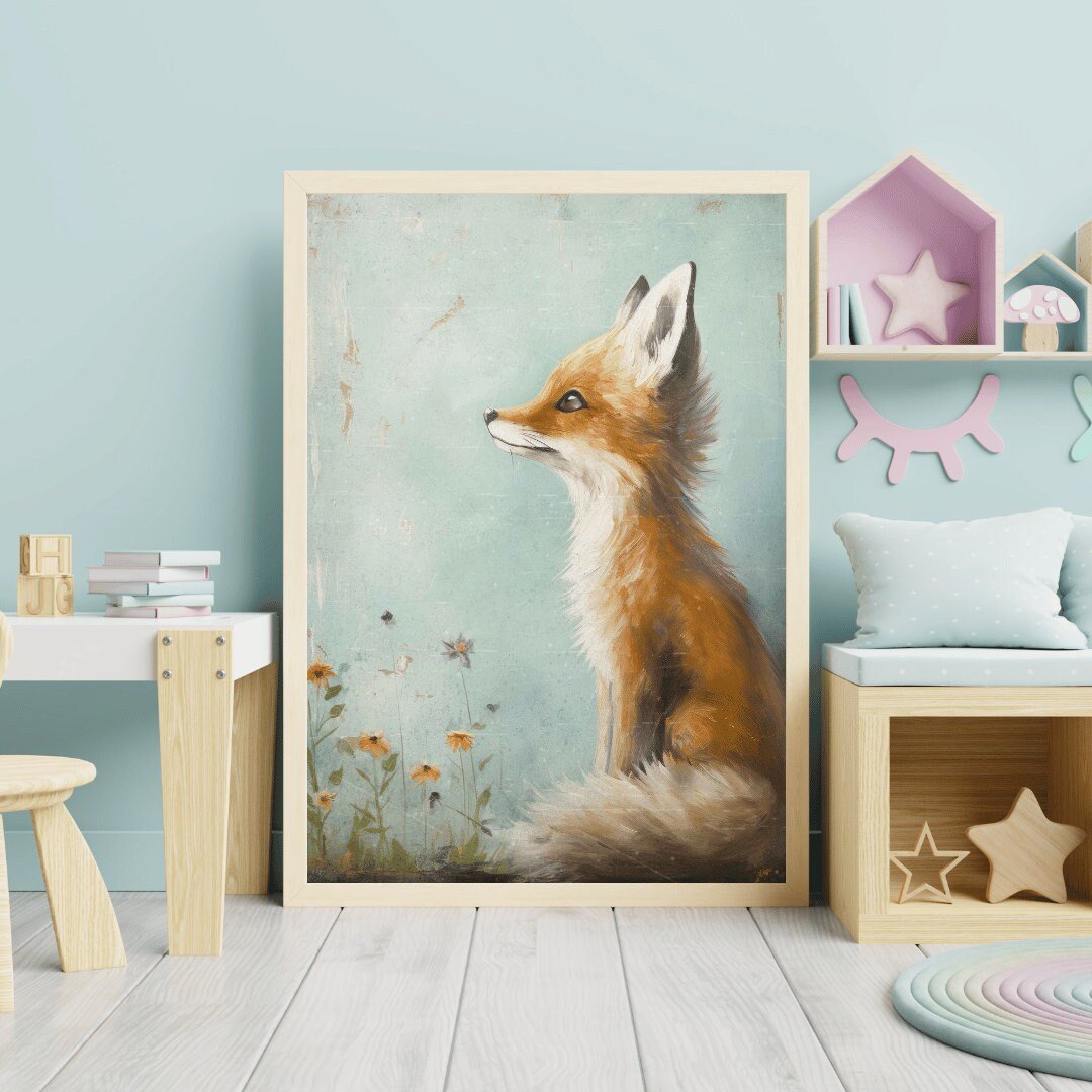 Red Fox Wall Art – Animal Nursery Print