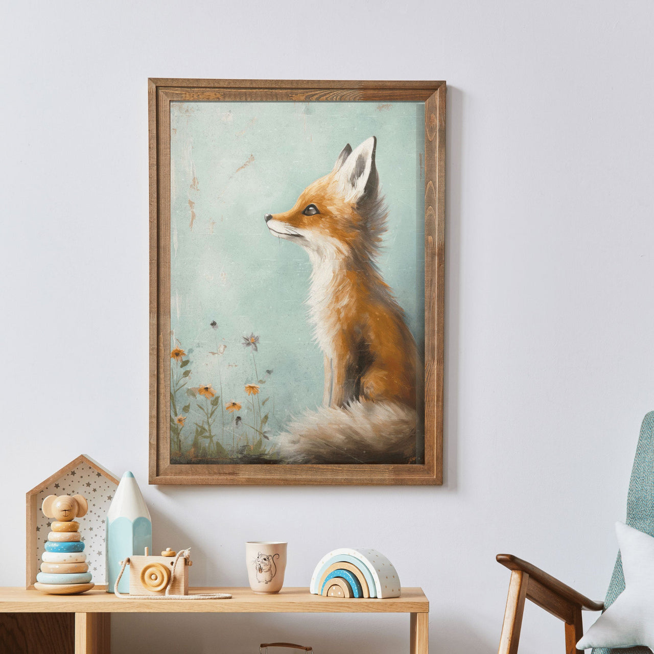 Red Fox Wall Art – Animal Nursery Print