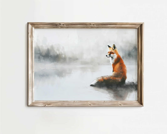 Fox Wall Art, Vintage Fox Painting, Rustic Woodland Decor - WildfieldPrints