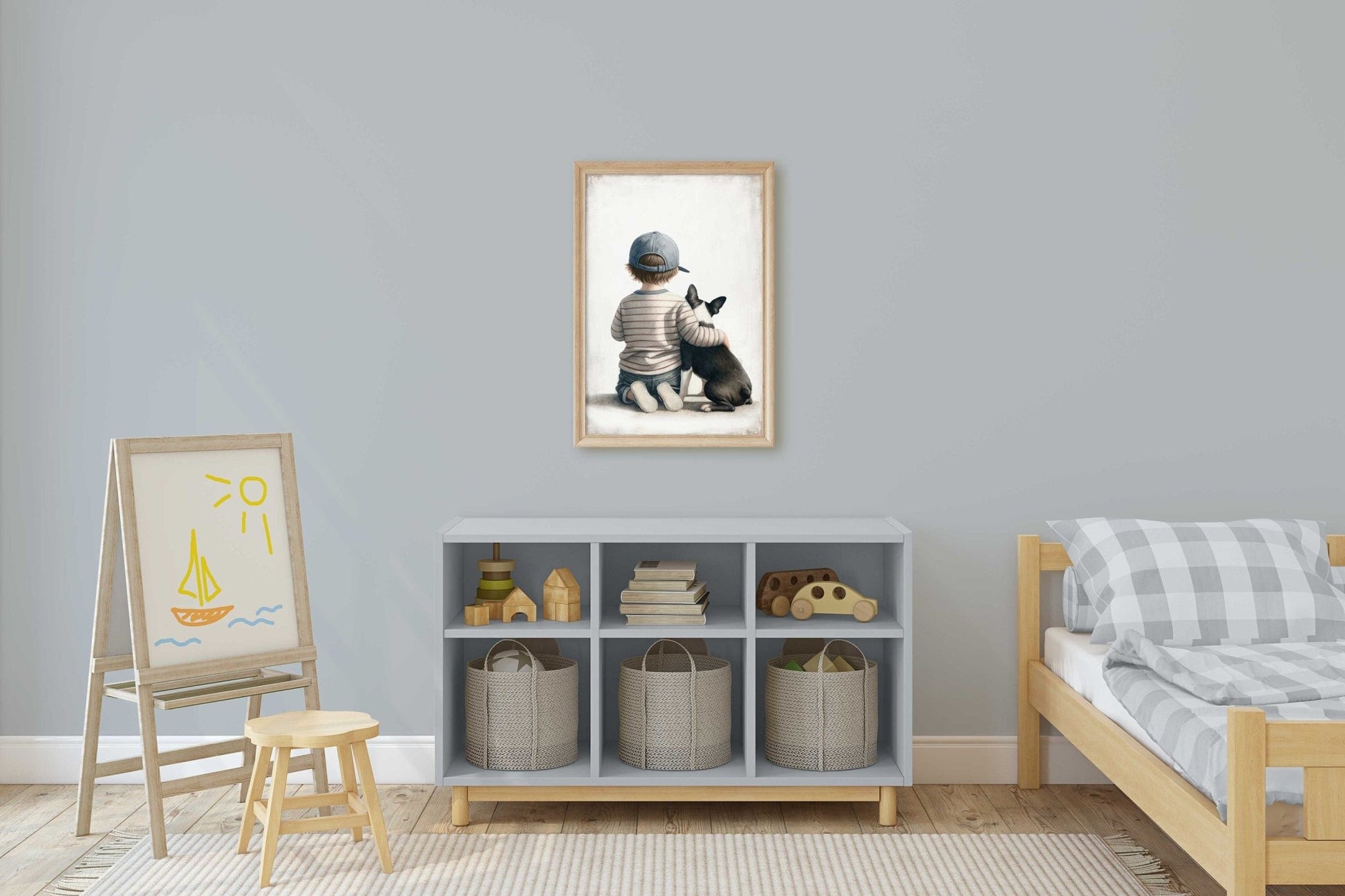 French Bulldog Nursery Wall Art, Boy & Dog Decor, Puppy Print - WildfieldPrints