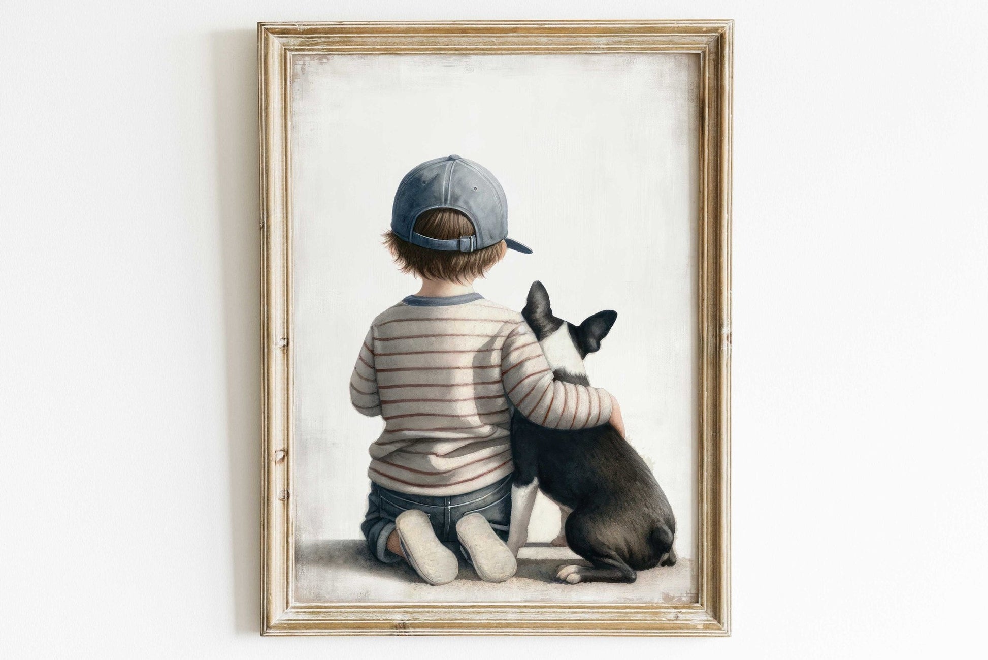French Bulldog Nursery Wall Art, Boy & Dog Decor, Puppy Print - WildfieldPrints