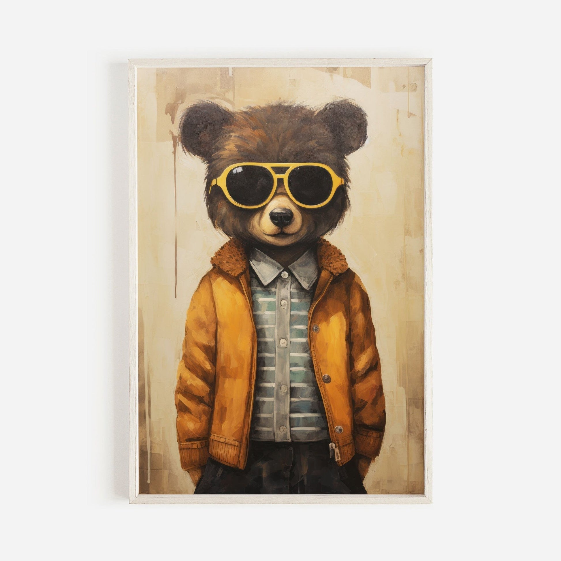 Funny Bear Prints, Animals in Glasses, Cool Boys Room Decor - WildfieldPrints