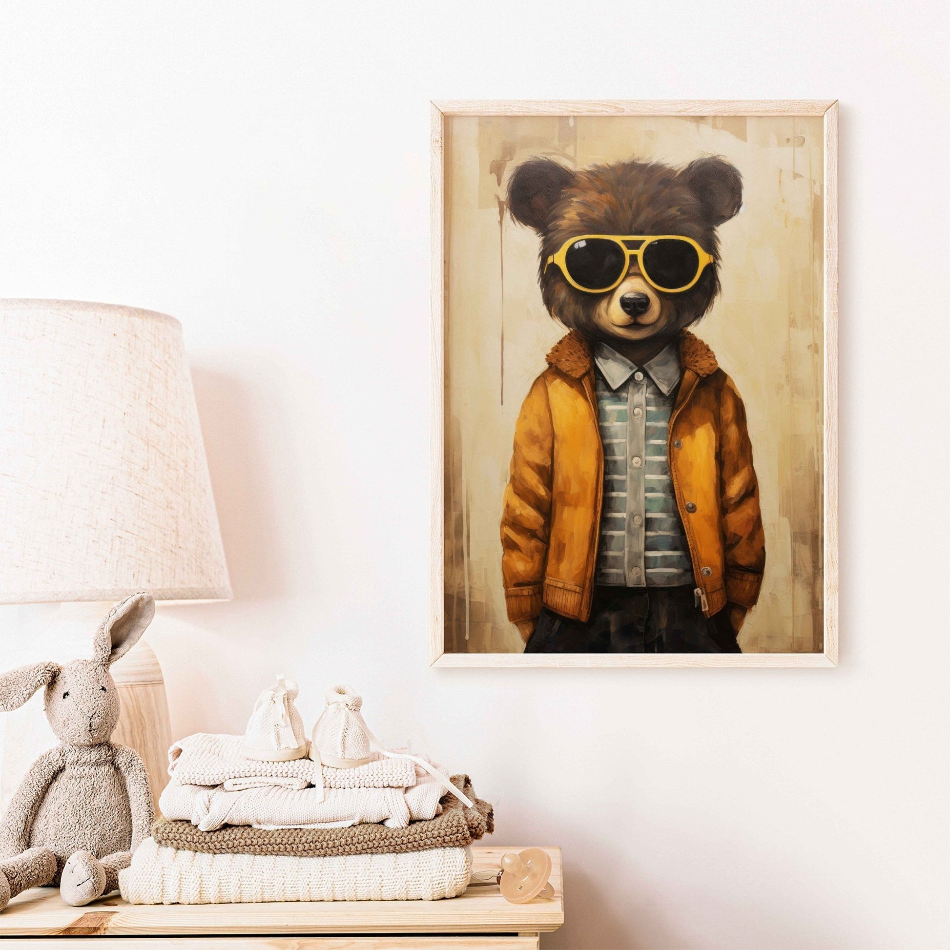 Funny Bear Prints, Animals in Glasses, Cool Boys Room Decor - WildfieldPrints