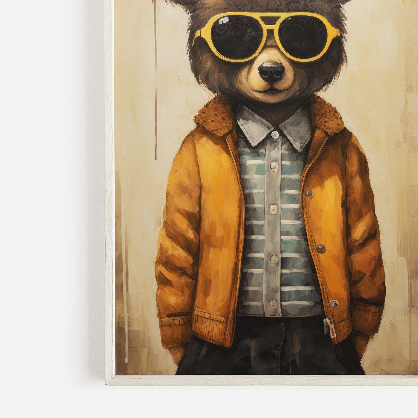 Funny Bear Prints, Animals in Glasses, Cool Boys Room Decor - WildfieldPrints