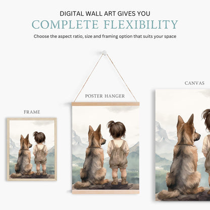 German Shepherd Nursery Art, Cute Puppy Wall Decor, Set of 3 - WildfieldPrints