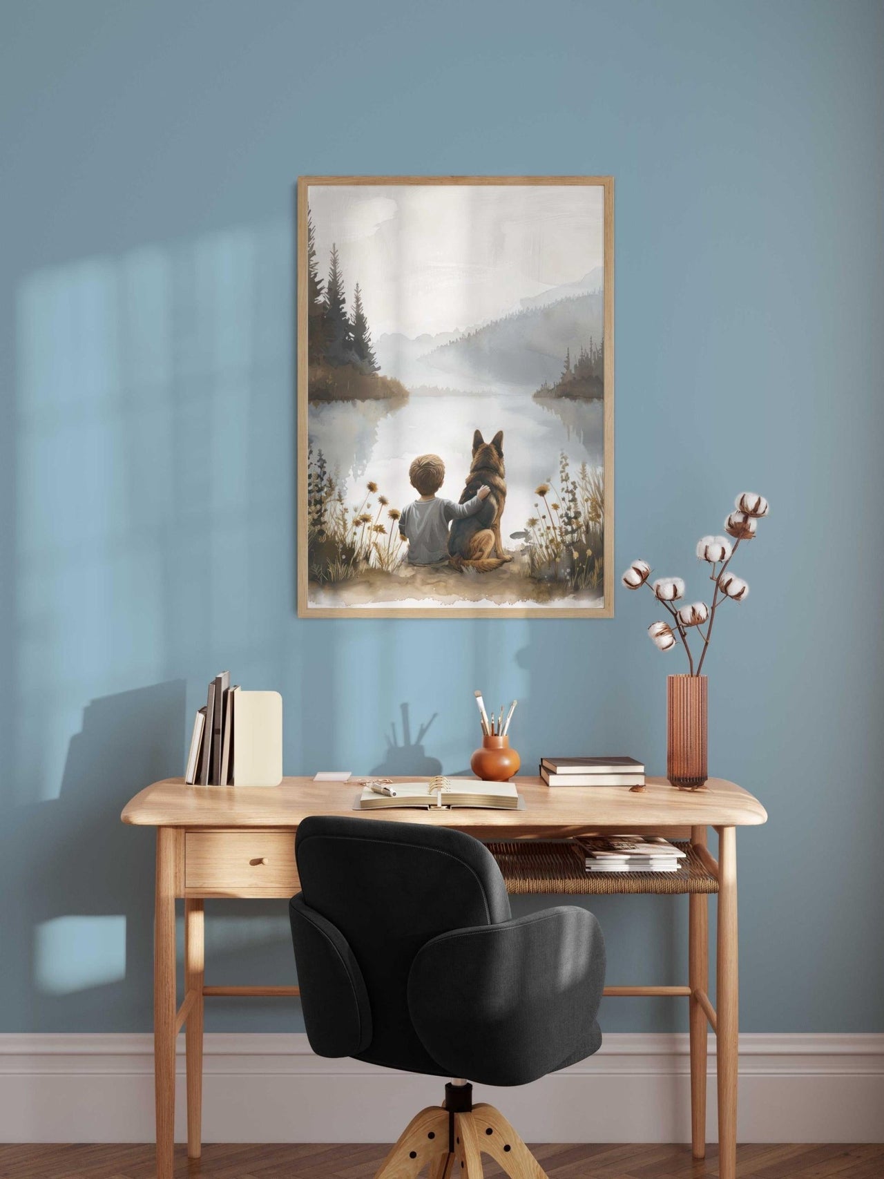 German Shepherd Wall Art – Dog Nursery Print for Boys Room