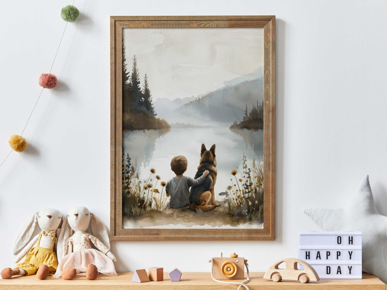 German Shepherd Wall Art – Dog Nursery Print for Boys Room