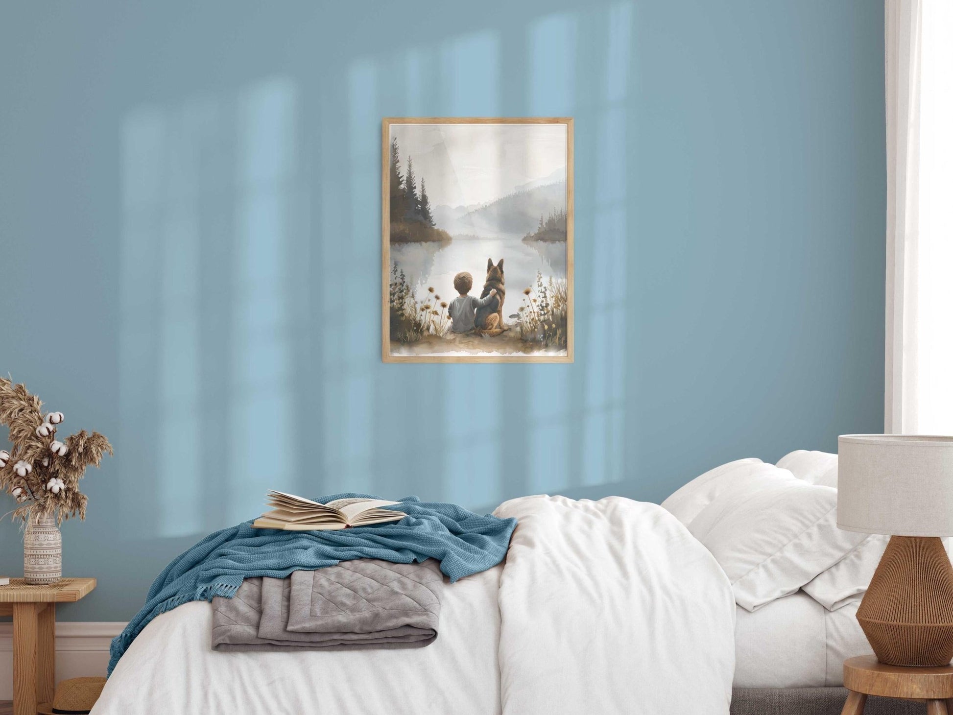 German Shepherd Nursery Art, GSD Painting, Dog Nursery Decor, Boy & Dog Print, Boy Room Dog Decor, GSD Mom Gift,PRINTABLE Dog Decor for Kids - My Store