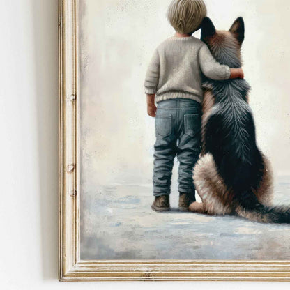 German Shepherd Nursery Decor, Boy & Dog Art, Boys Room Decor - WildfieldPrints