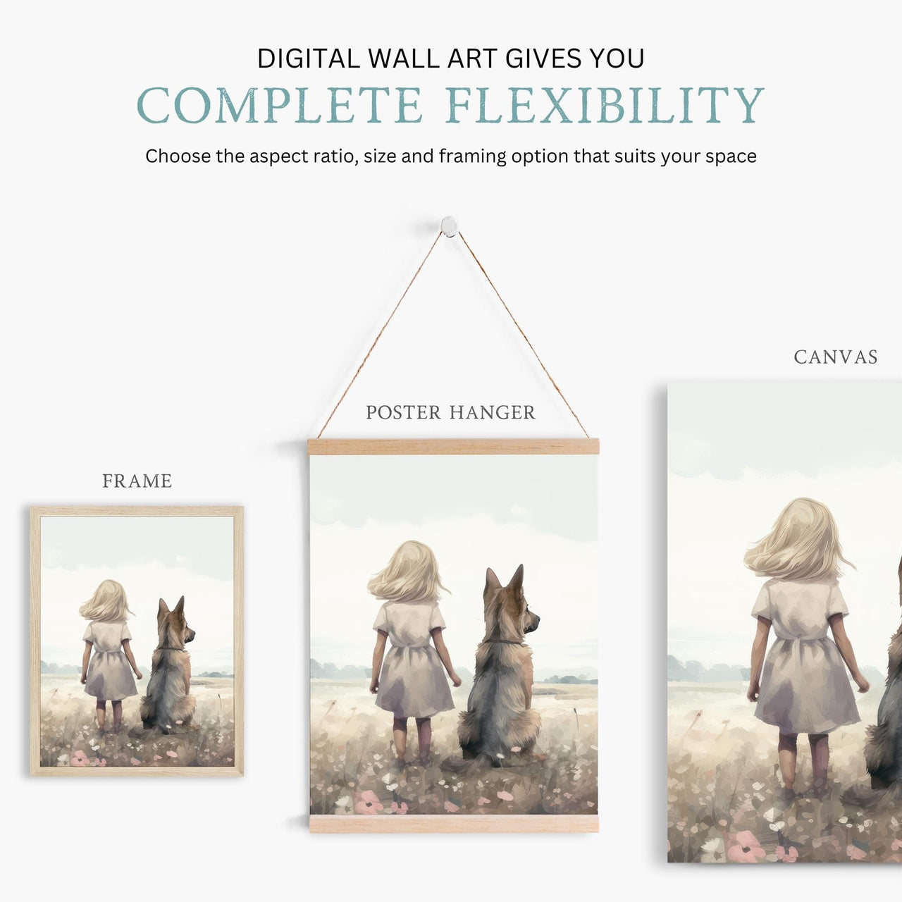 German Shepherd Wall Art – Dog Nursery Print for Kids Room • Set of 3