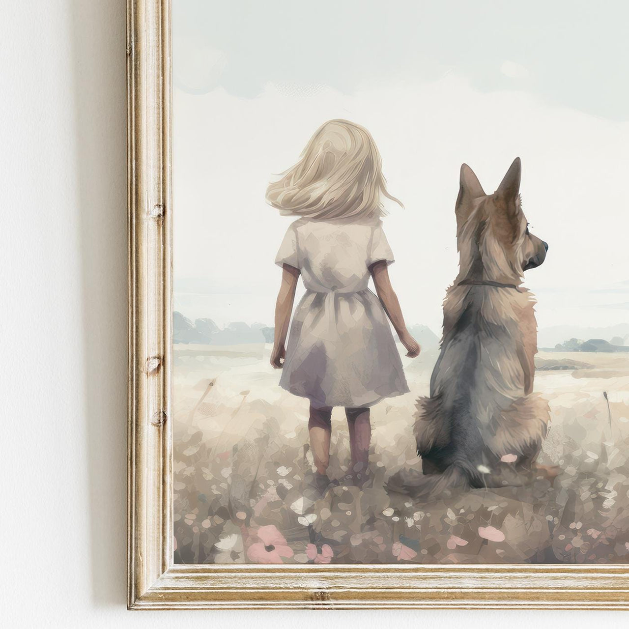 German Shepherd Wall Art – Dog Nursery Print for Kids Room • Set of 3