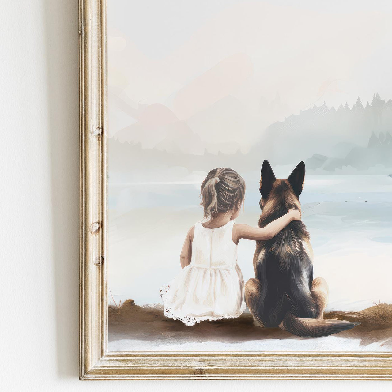 German Shepherd Wall Art – Dog Nursery Print for Kids • Set of 3