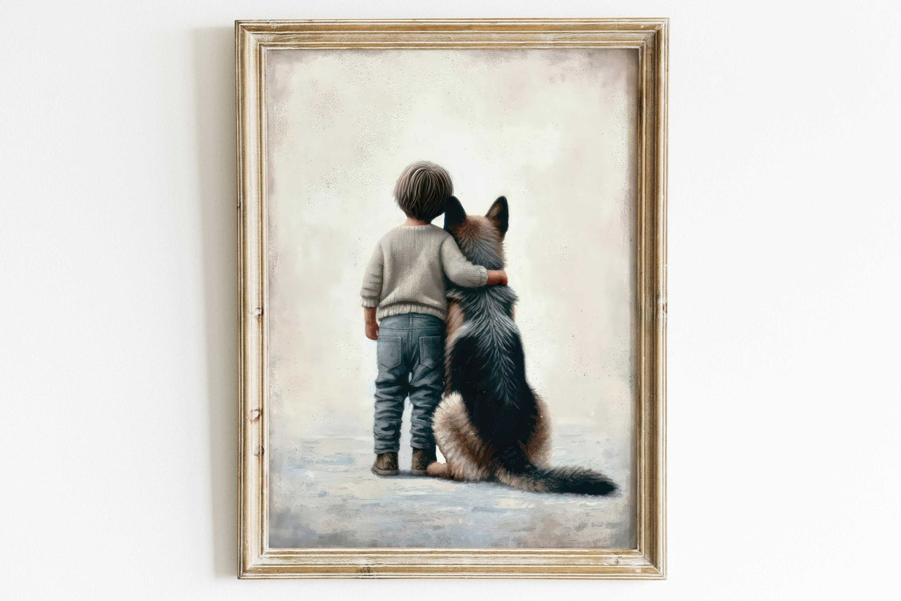 German Shepherd Wall Art – Dog Nursery Print for Boys