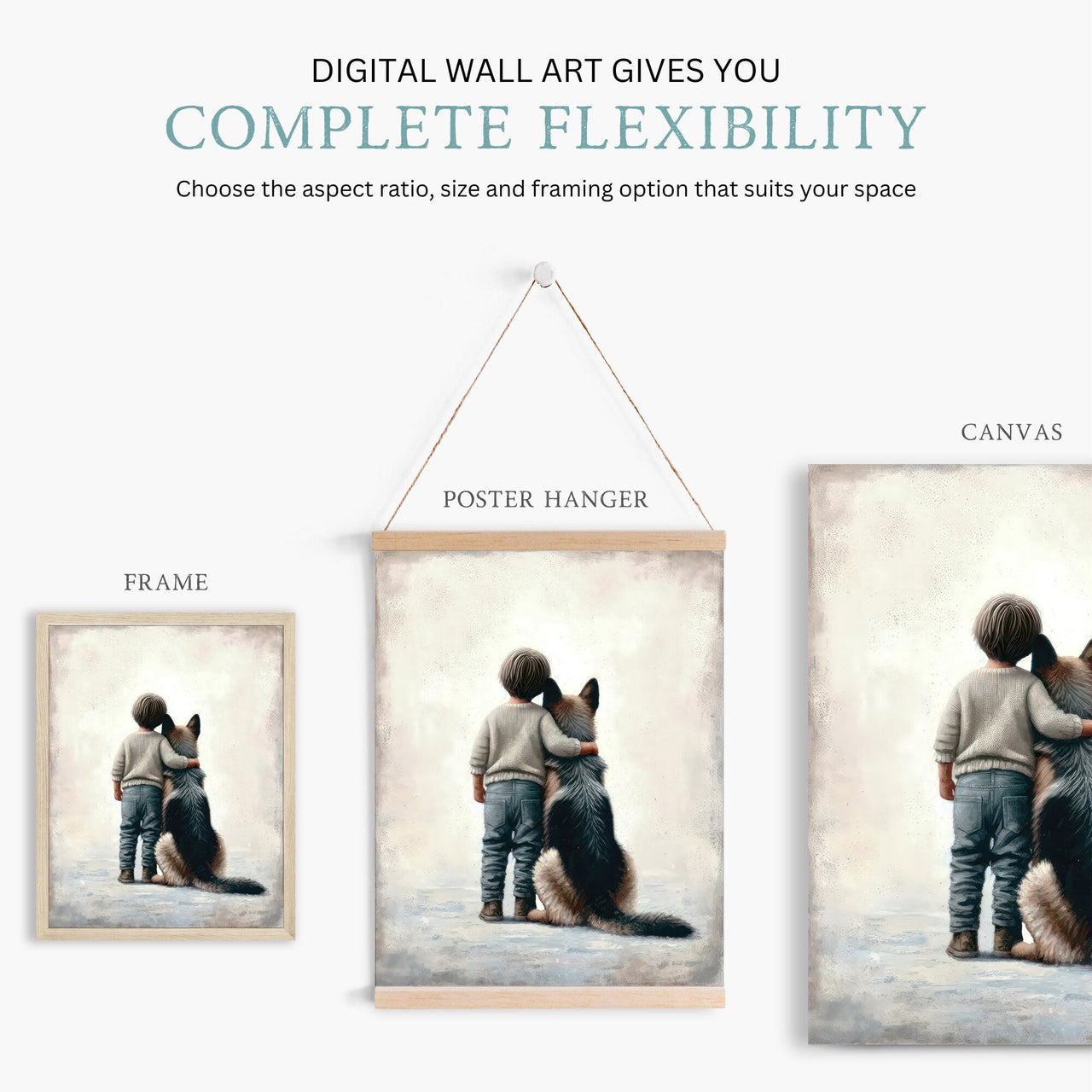 German Shepherd Wall Art – Dog Nursery Print for Boys