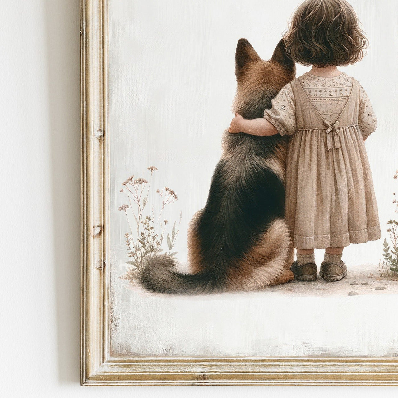 German Shepherd Wall Art – Dog Nursery Decor for Girls