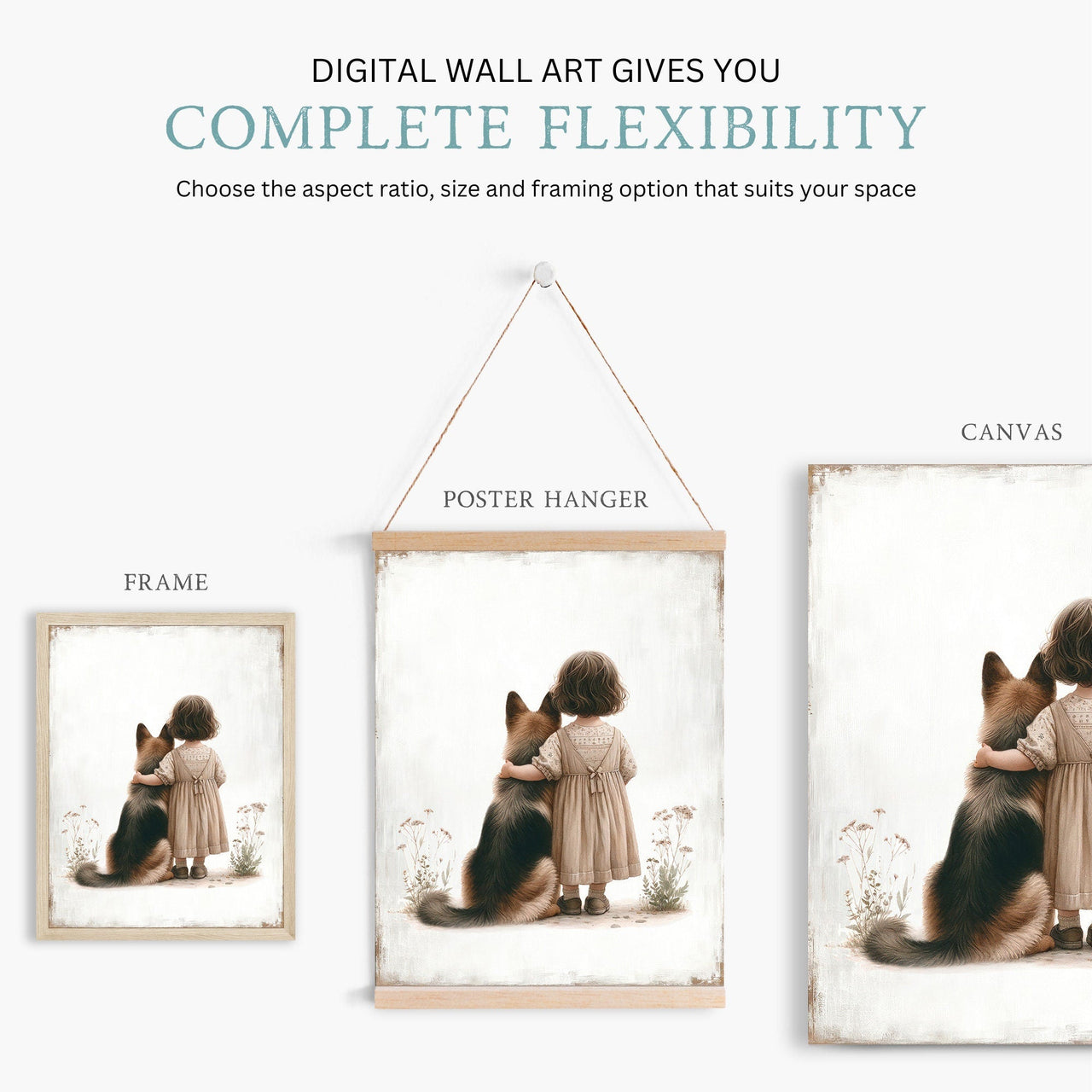 German Shepherd Wall Art – Dog Nursery Decor for Girls