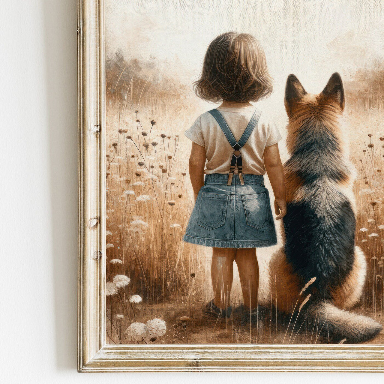 German Shepherd Nursery Print – Dog Girls Room Wall Decor