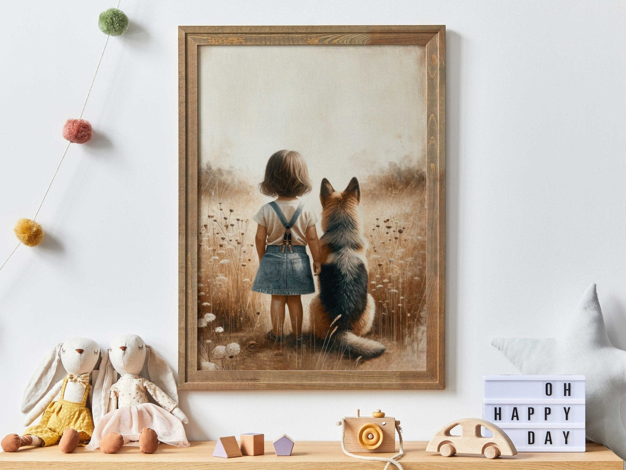 German Shepherd Nursery Print – Dog Girls Room Wall Decor