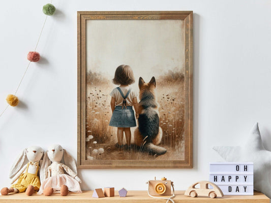 German Shepherd Nursery Print, Dog Room Decor, GSD Artwork - WildfieldPrints
