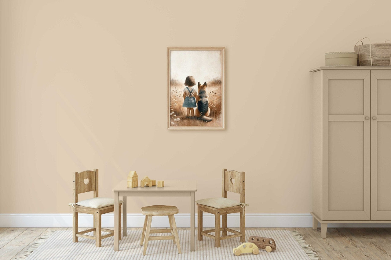German Shepherd Nursery Print – Dog Girls Room Wall Decor