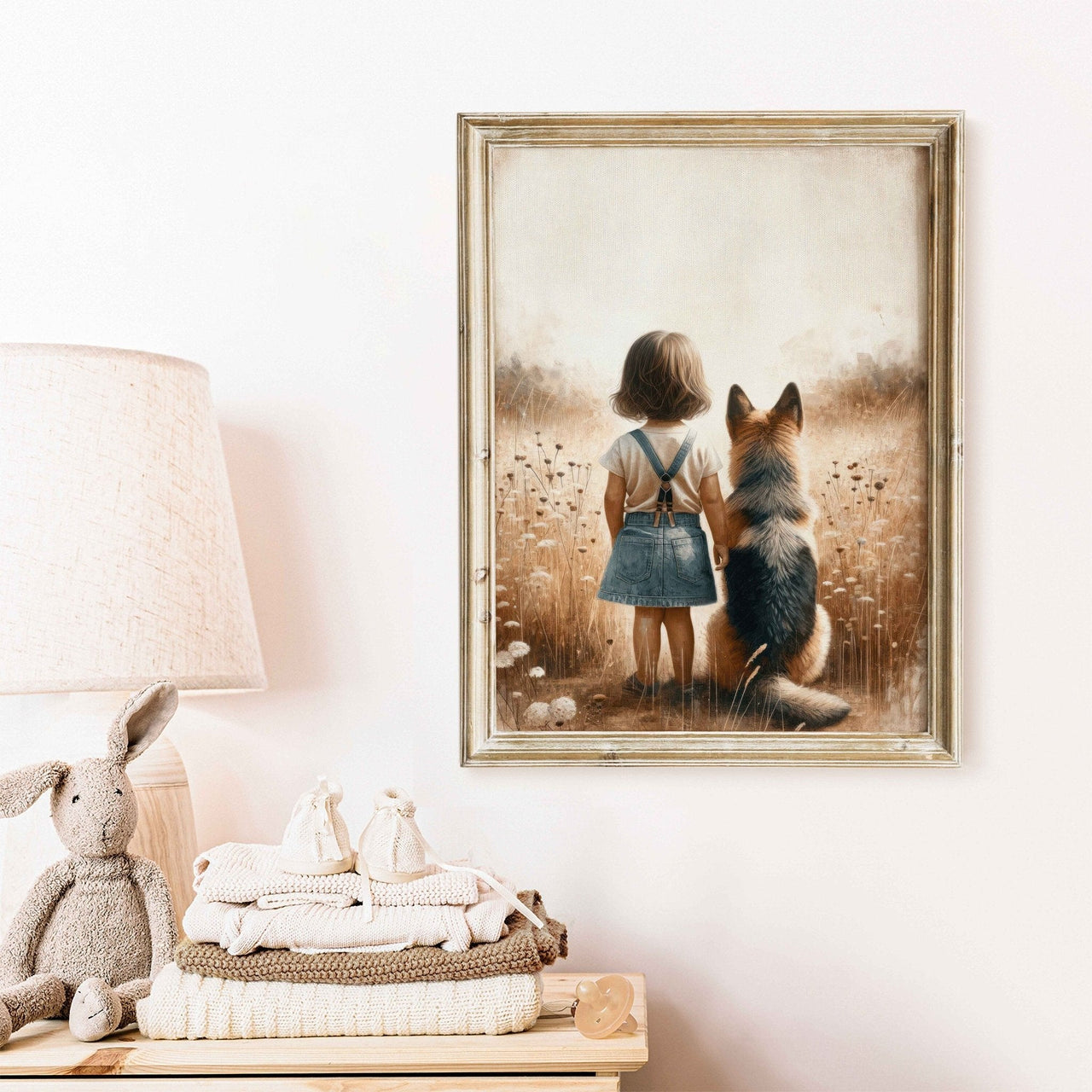 German Shepherd Nursery Print – Dog Girls Room Wall Decor