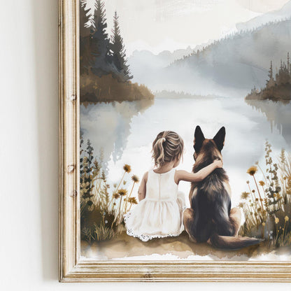German Shepherd Nursery Print, German Shepherd Painting, Dog Nursery Decor, Girl Room Dog Decor, GSD Mom Gift, PRINTABLE Dog Decor for Kids - My Store