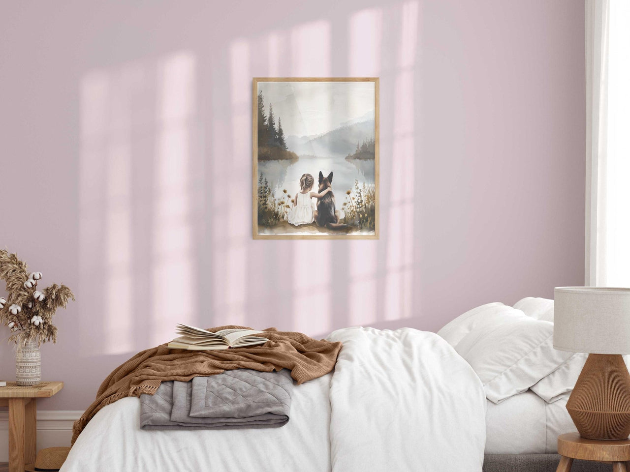 German Shepherd Wall Art – Dog Nursery Print for Girls