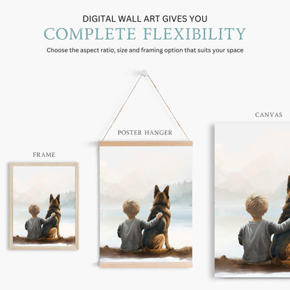 German Shepherd Nursery Prints, Dog Room Decor, Fun Boy Art - WildfieldPrints