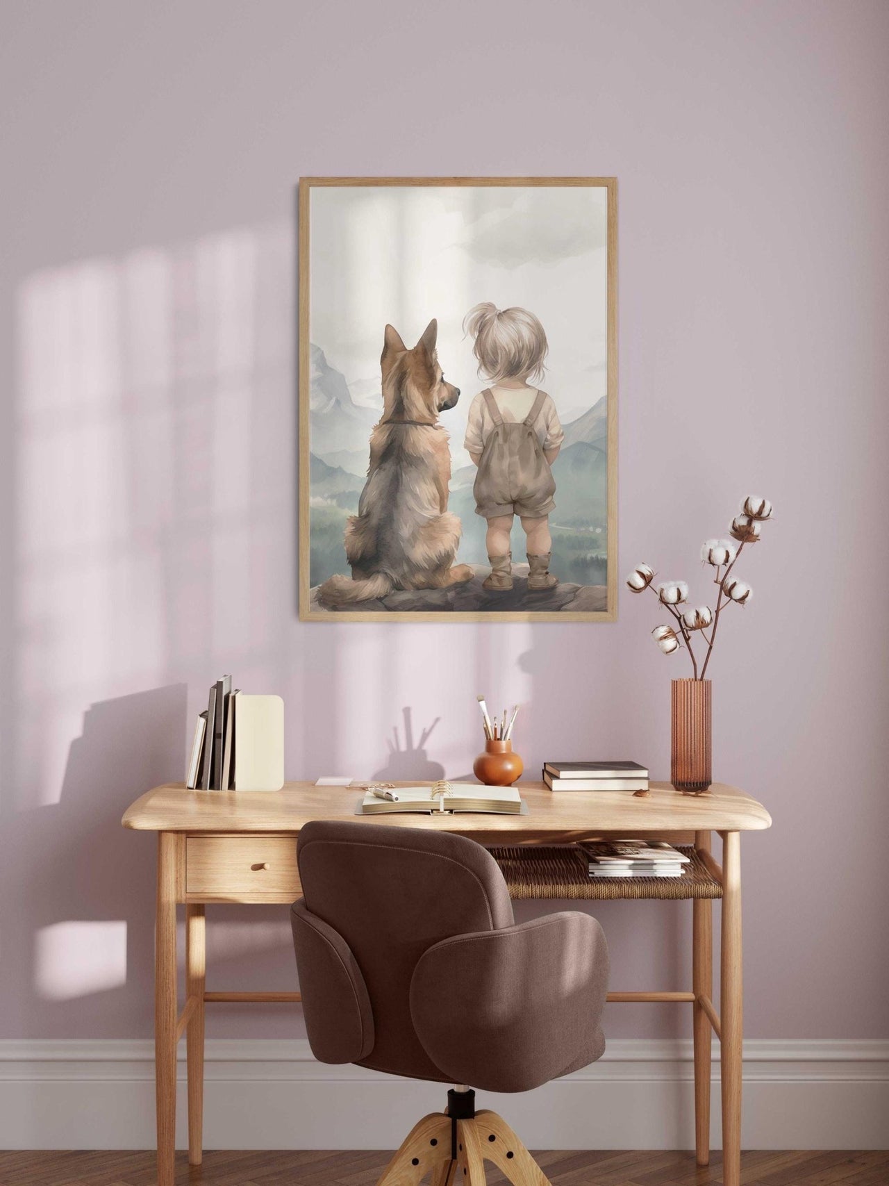 German Shepherd Wall Art – Dog Nursery Print for Girls