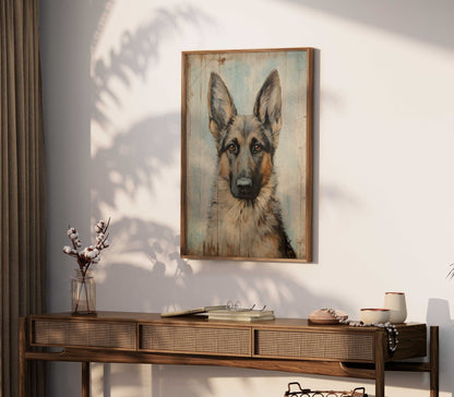 German Shepherd Print, Vintage Dog Wall Art, Farmhouse Dog Decor - WildfieldPrints