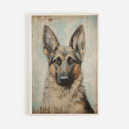German Shepherd Print, Vintage Dog Wall Art, Farmhouse Dog Decor - WildfieldPrints