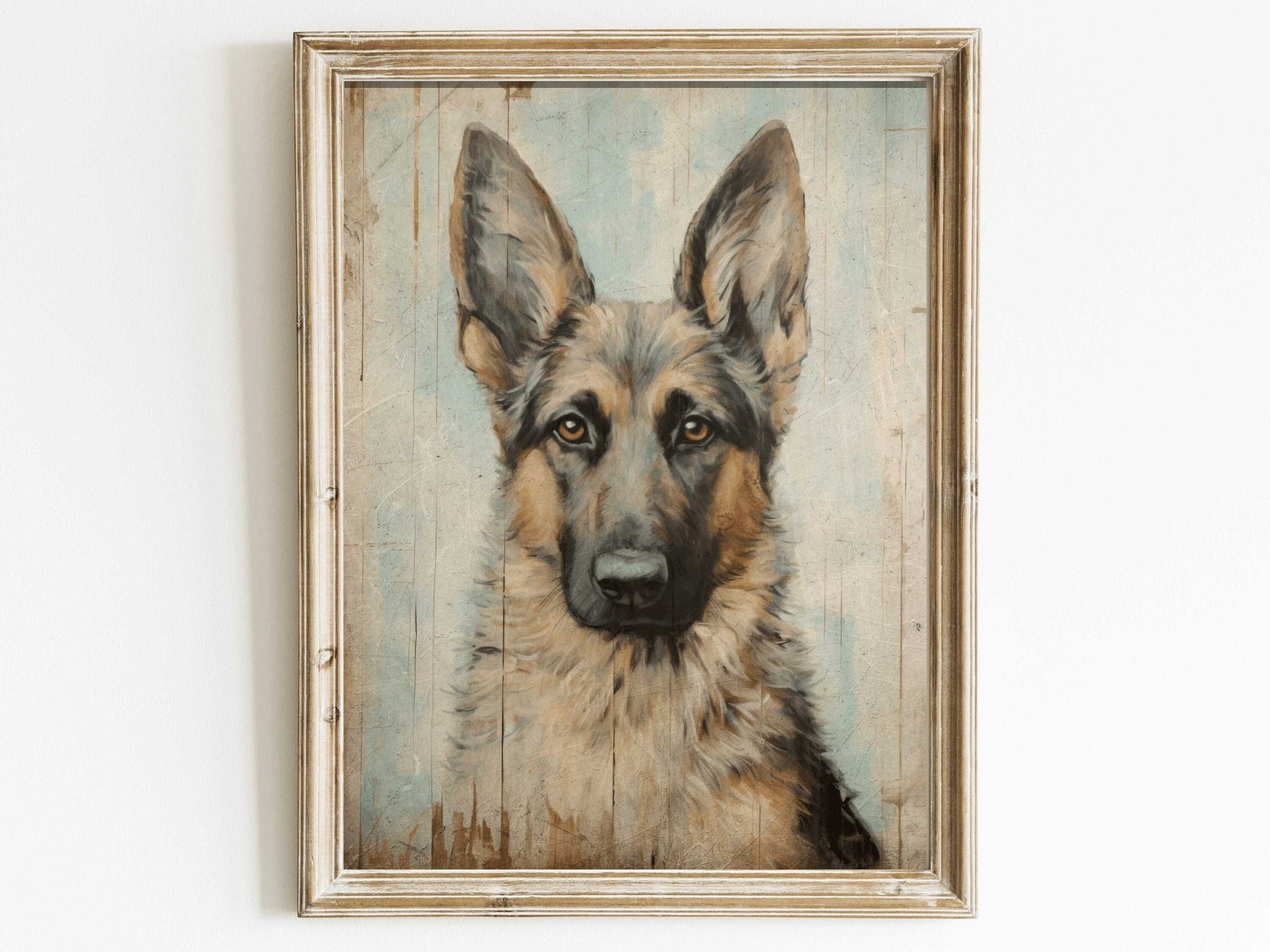 German Shepherd Print, Vintage Dog Wall Art, Farmhouse Dog Decor - WildfieldPrints