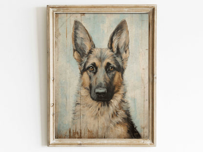 German Shepherd Print, Vintage Dog Wall Art, Farmhouse Dog Decor - WildfieldPrints