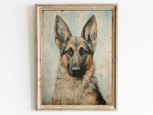 German Shepherd Print, Vintage Dog Wall Art, Farmhouse Dog Decor - WildfieldPrints