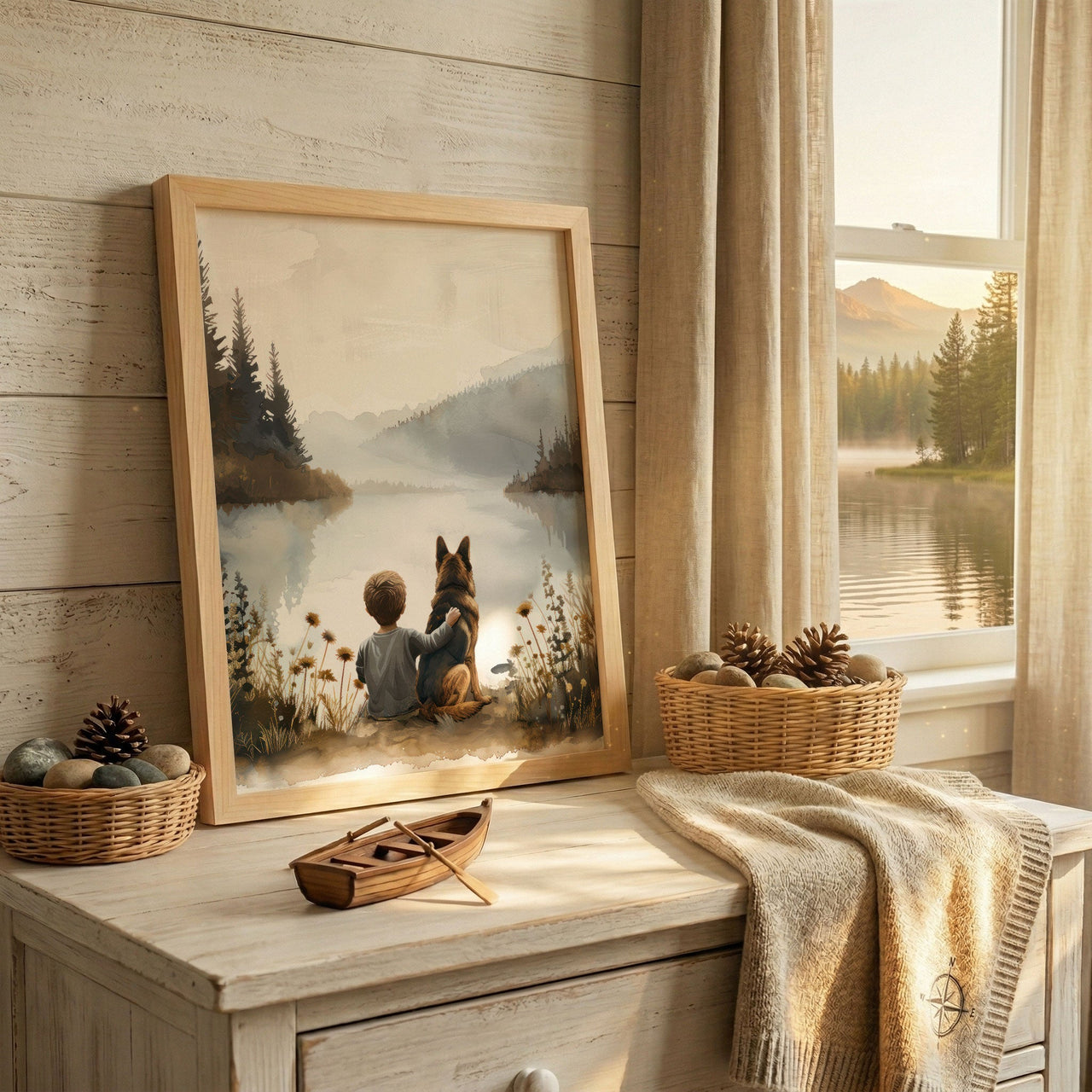 German Shepherd Wall Art – Dog Nursery Print for Boys Room