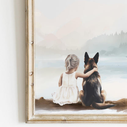 German Shepherd Wall Decor, Dog Art for Kids Room, GSD Home Accent - WildfieldPrints