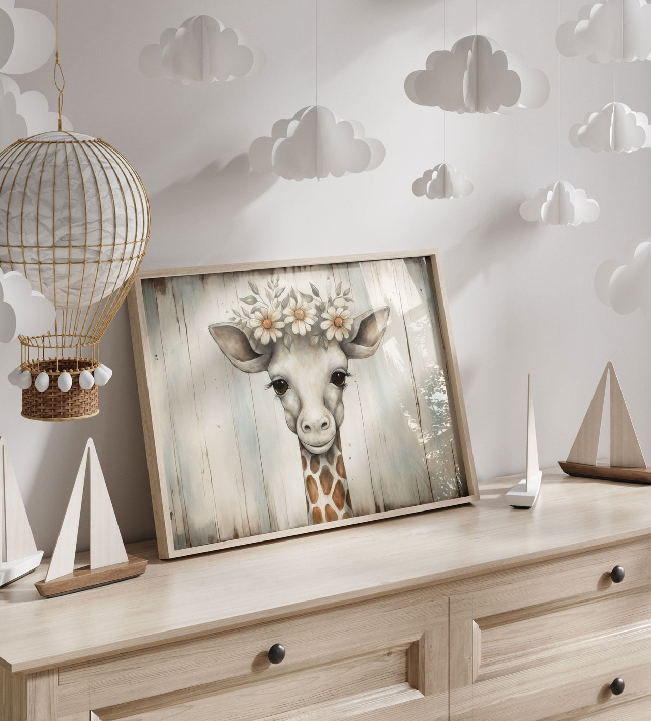Baby Giraffe Wall Art – Safari Kids Room Print