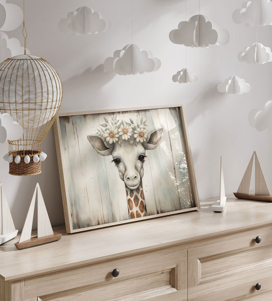 Giraffe Nursery Decor, Safari Animal Wall Art, Cute Kids Room Decor - WildfieldPrints