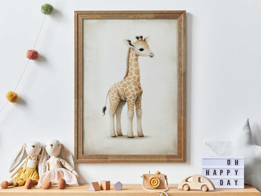 Giraffe Nursery Decor, Vintage Safari Wall Art, Cute Animal Print - WildfieldPrints