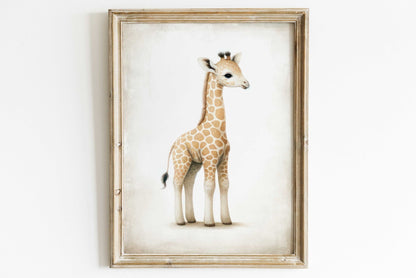 Giraffe Nursery Decor, Vintage Safari Wall Art, Cute Animal Print - WildfieldPrints