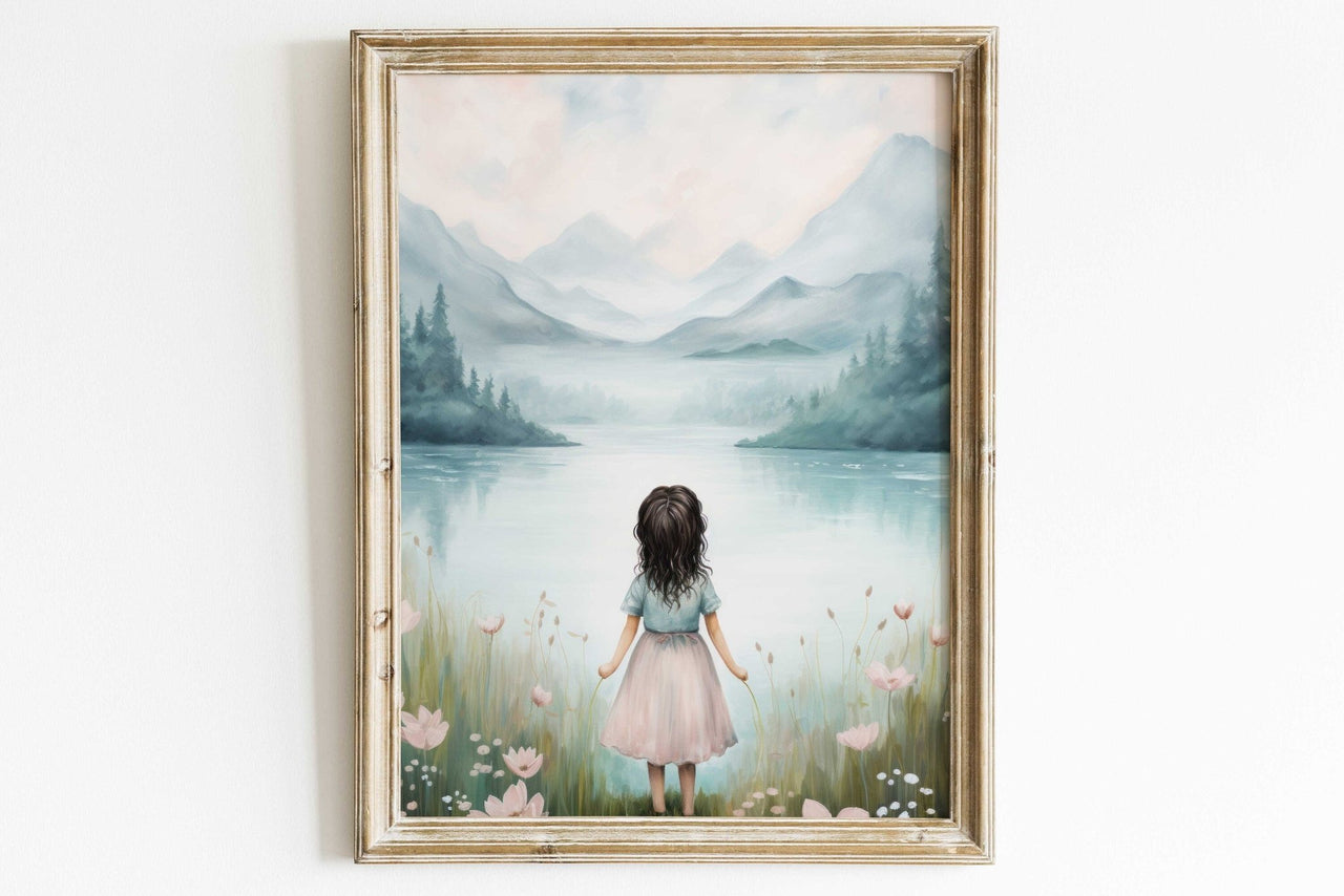 Little Girl Wall Art – Vintage Nursery Print for Girls Room