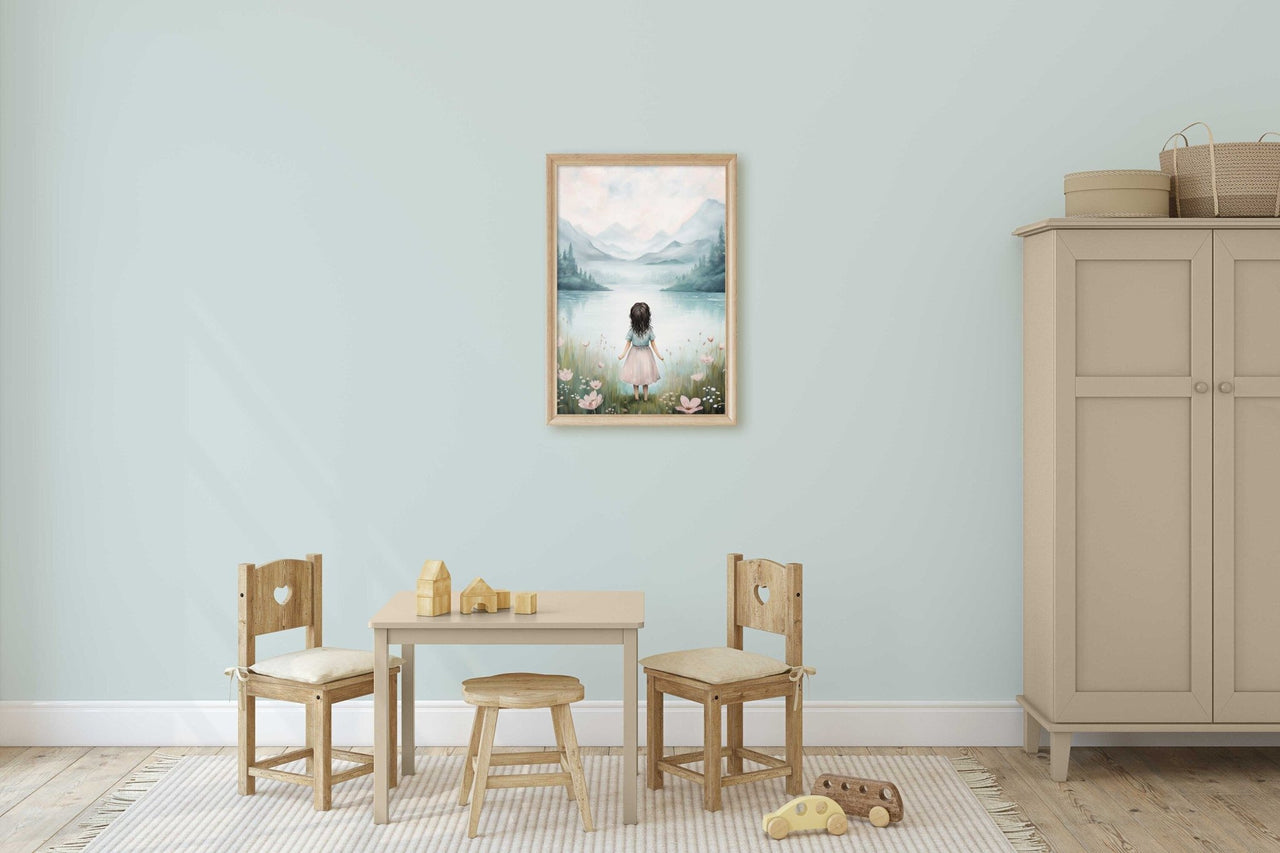 Little Girl Wall Art – Vintage Nursery Print for Girls Room